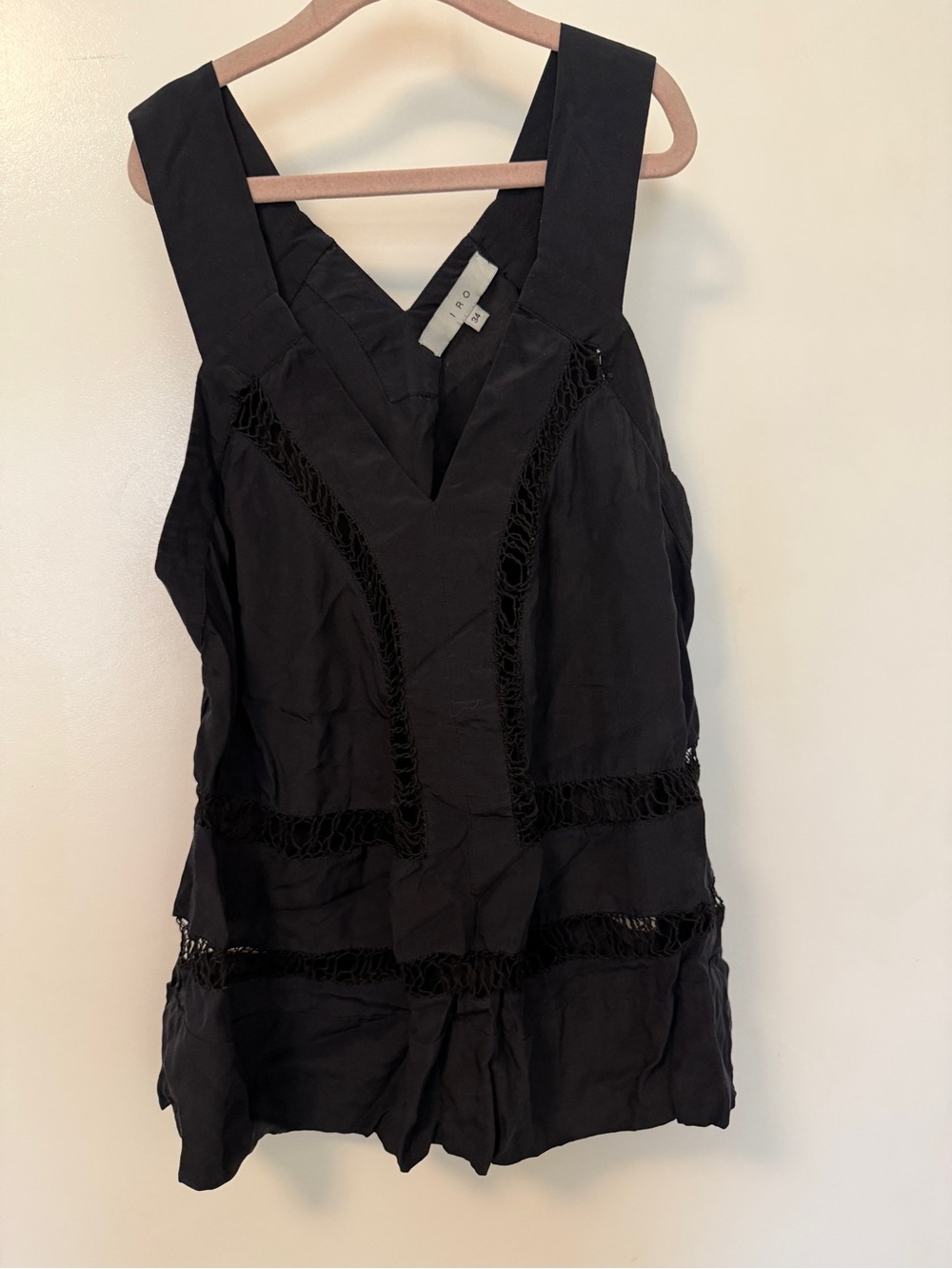 Iro Aude black silk FR 34 US xs black silk sleeveless blouse cutouts